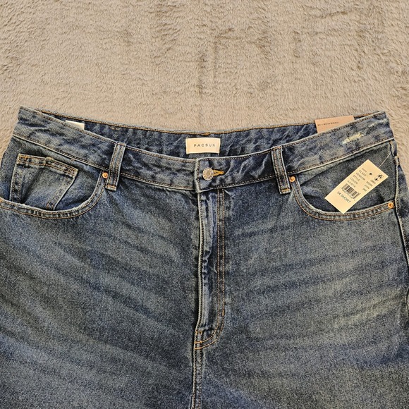 PacSun 90's Boyfriend Julieta High Waisted Blue Jeans 34 Short NEW - Picture 2 of 10